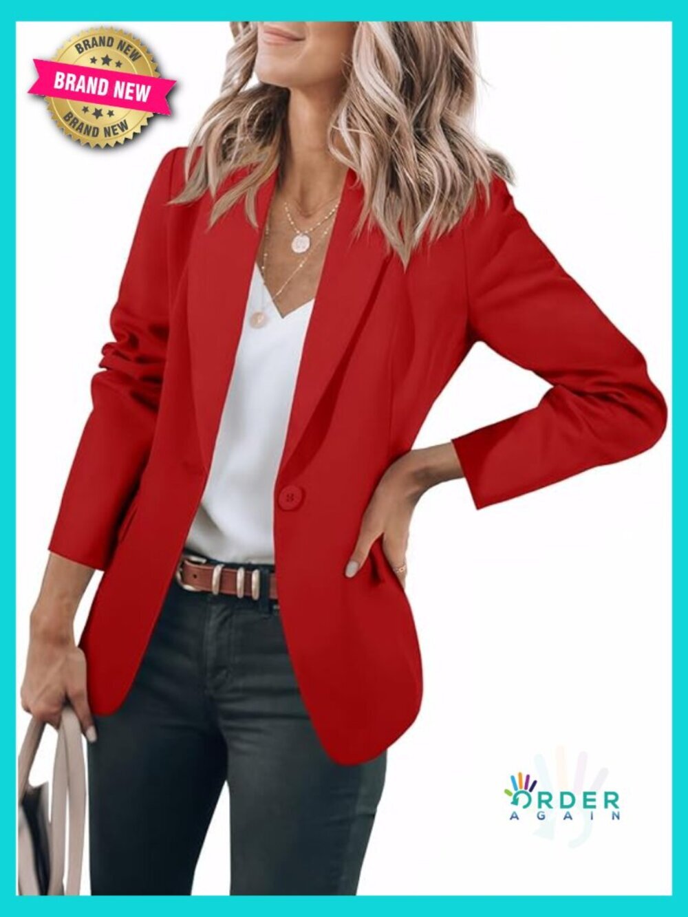 Casual Open Front Blazer Long Sleeve Work Office Suit Jacket Blazer
